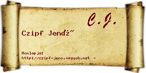 Czipf Jenő névjegykártya